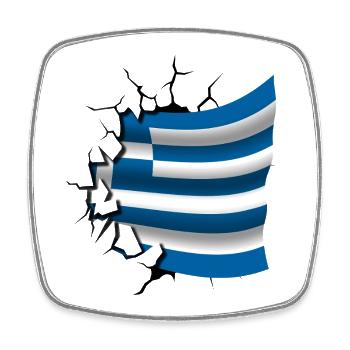Drapeau de la Grèce - Grèce - Drapeau Broken Design - Magnet carré - blanc - Devant