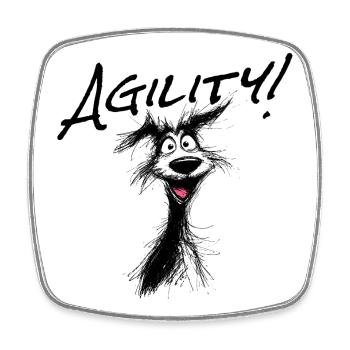 L’agilité – le sport des chiens actifs ! - Magnet carré - blanc - Devant