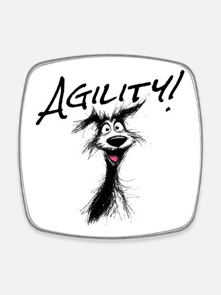 L’agilité – le sport des chiens actifs ! - Magnet carré - blanc