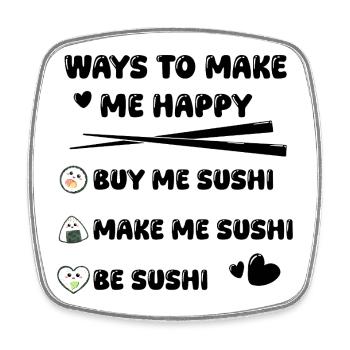 Sushi Spruch lustig - Süßes Sushi Design - Viereckiger Kühlschrankmagnet - Weiß - Vorne