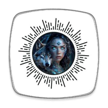 Heavenly Alliance: The Wolf and the Beautiful Woman - Square fridge magnet - white - Front