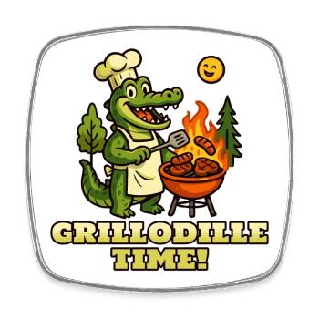 Grillodille-Zeit! - Viereckiger Kühlschrankmagnet - Weiß - Vorne