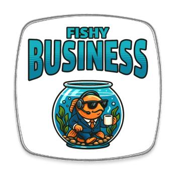 Fish business in the Aquarium - Square fridge magnet - white - Front
