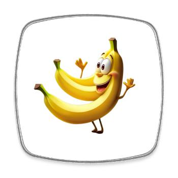 Fröhliche Cartoon Banane mit Gesicht - lustiges - Viereckiger Kühlschrankmagnet - Weiß - Vorne