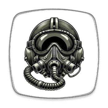 Vintage Pilot Helmet - Square fridge magnet - white - Front