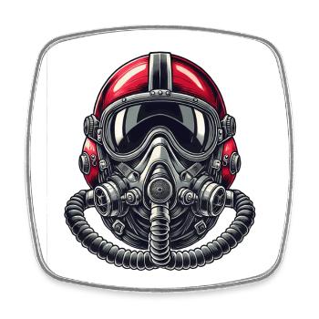 Conception du casque de pilote - Magnet carré - blanc - Devant