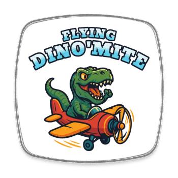 Flying Dino'Mite Plane - Square fridge magnet - white - Front