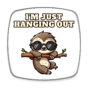 Sloth with sunglasses hanging out - Square fridge magnet - white - Front