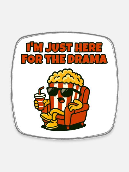 Popcorn Diva Drama - Magnet carré - blanc