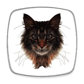 Maine-Coon Gesicht, langhaarig, Katzen design - Viereckiger Kühlschrankmagnet - Weiß - Vorne