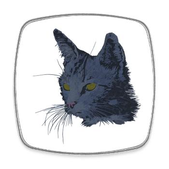 Katze Kopf Seite, Stubentiger, schenken weihnachen - Viereckiger Kühlschrankmagnet - Weiß - Vorne