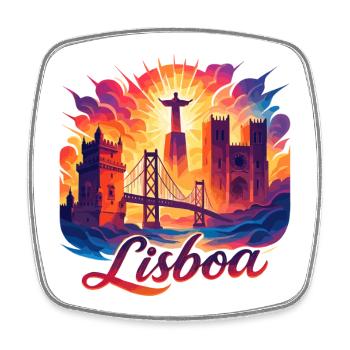 Lisbonne Lisboa Capitale Portugal Cadeau - Magnet carré - blanc - Devant