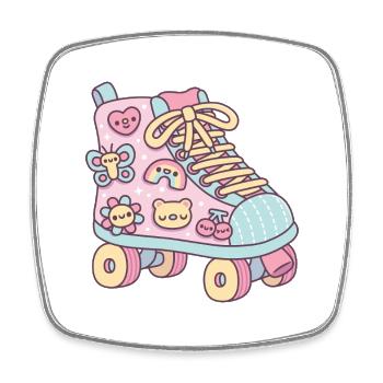 Cute Pastel Roller Skate - Square fridge magnet - white - Front