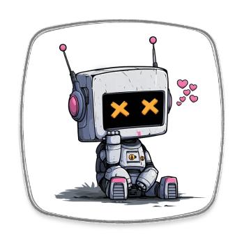 Robot in Love - Viereckiger Kühlschrankmagnet - Weiß - Vorne