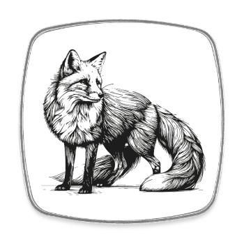 Renard – Garde forestier - Magnet carré - blanc - Devant