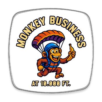 Monkey parachutist at 10,000 ft - Square fridge magnet - white - Front