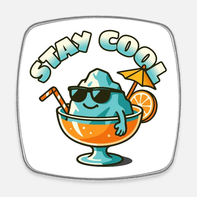 Stay Cool Isbjerg i Sommerglas - Magnet carré - blanc