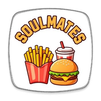 Soul mates, Burger Frites Soda - Magnet carré - blanc - Devant