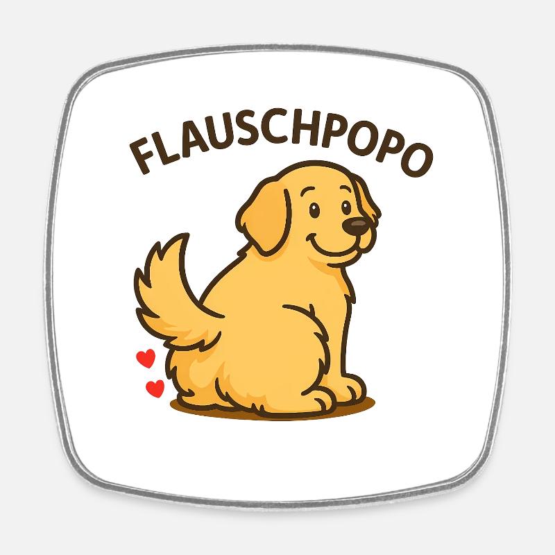 Fluffy butt - Chien mignon avec des fesses moelleuses - Magnet carré - blanc