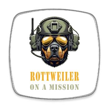 Rottweiler on a mission - Square fridge magnet - white - Front