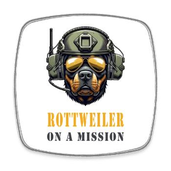 Rottweiler on a mission - Square fridge magnet - white - Front