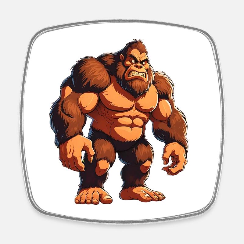 Fierce Gorilla Warrior Illustration - Square fridge magnet - white