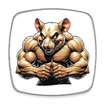 Fierce Anthropomorphic Rodent Illustration - Square fridge magnet - white - Front