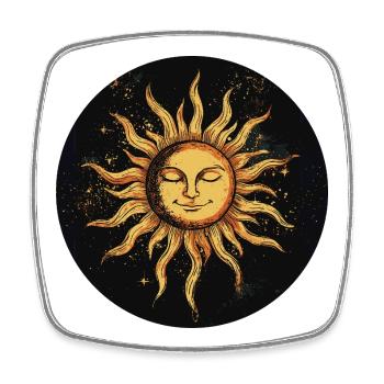 Sonne - Viereckiger Kühlschrankmagnet - Weiß - Vorne