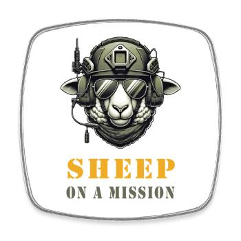 Sheep on a mission - Square fridge magnet - white - Front