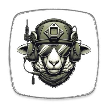 Schaf Militär Design - Viereckiger Kühlschrankmagnet - Weiß - Vorne