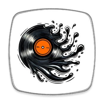 Vinyl Splash – Style de musique rétro - Magnet carré - blanc - Devant