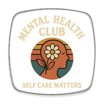 Club de santé mentale – Conception rétro de soins personnels - Magnet carré - blanc - Devant