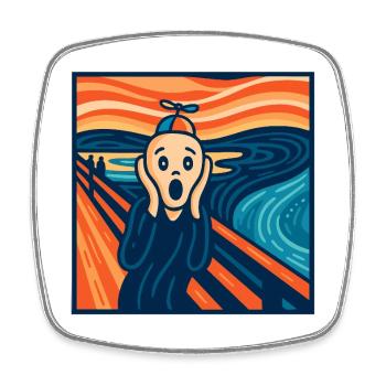 The (almost) serene Scream - Square fridge magnet - white - Front