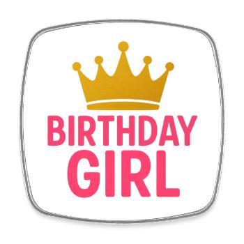 Birthday Girl Krone | Gold Pink Prinzessin Design - Viereckiger Kühlschrankmagnet - Weiß - Vorne