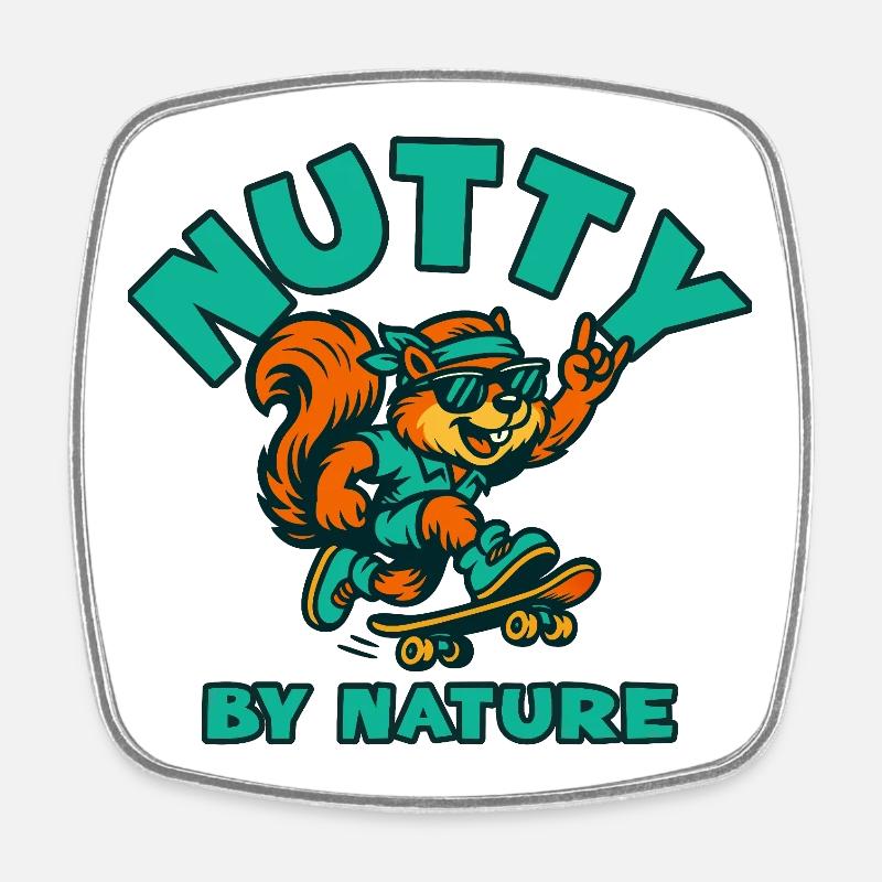 Nutty par nature Squirrel Spate - Magnet carré - blanc