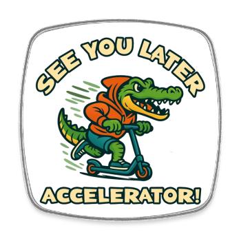 Crocodile on scooter - Square fridge magnet - white - Front