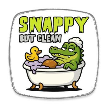 Swappy in the hot tub - Square fridge magnet - white - Front