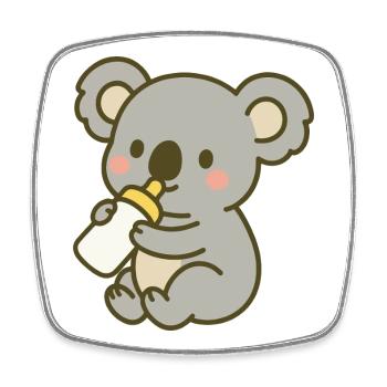 Kuschel-Koala mit Flasche - Viereckiger Kühlschrankmagnet - Weiß - Vorne