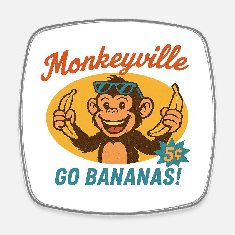 Affe - Monkeyville - Viereckiger Kühlschrankmagnet - Weiß