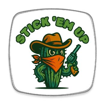 Cactus Cowboy with Bandana and Hat - Square fridge magnet - white - Front