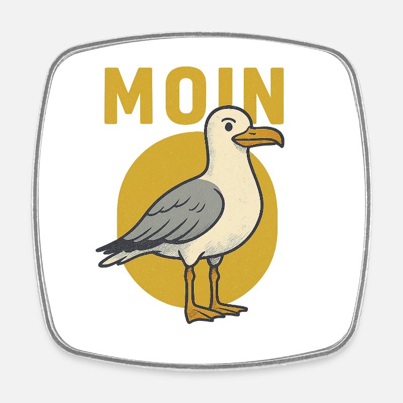 Moin Möwe - Viereckiger Kühlschrankmagnet - Weiß
