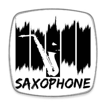 Saxophon - Viereckiger Kühlschrankmagnet - Weiß - Vorne