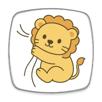 Bébé lion câlin - Snuggle King Cub - Magnet carré - blanc - Devant
