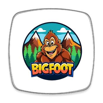 BigFoot Cartoon Wilderness Logo - Square fridge magnet - white - Front