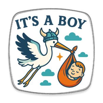 Arrivée du Viking Boy - Magnet carré - blanc - Devant