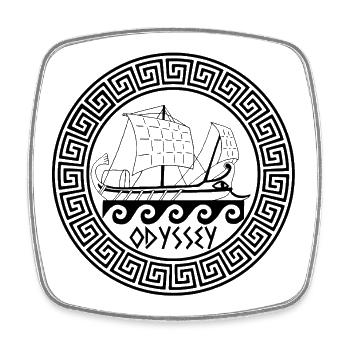 Odysseus Odyssey Symbol (schwarz) - Viereckiger Kühlschrankmagnet - Weiß - Vorne