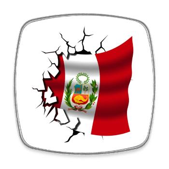 Flagge von Peru - Peru - Flagge Broken Design - Viereckiger Kühlschrankmagnet - Weiß - Vorne