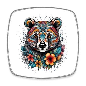 Raccoons in tattoo style - Square fridge magnet - white - Front