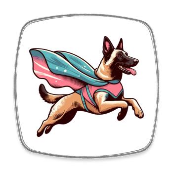 Super chien Berger Belge Cape Cadeau - Magnet carré - blanc - Devant