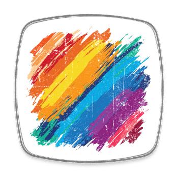 Lebendiges Regenbogen-Pinselstrich-Kunstwerk - Viereckiger Kühlschrankmagnet - Weiß - Vorne